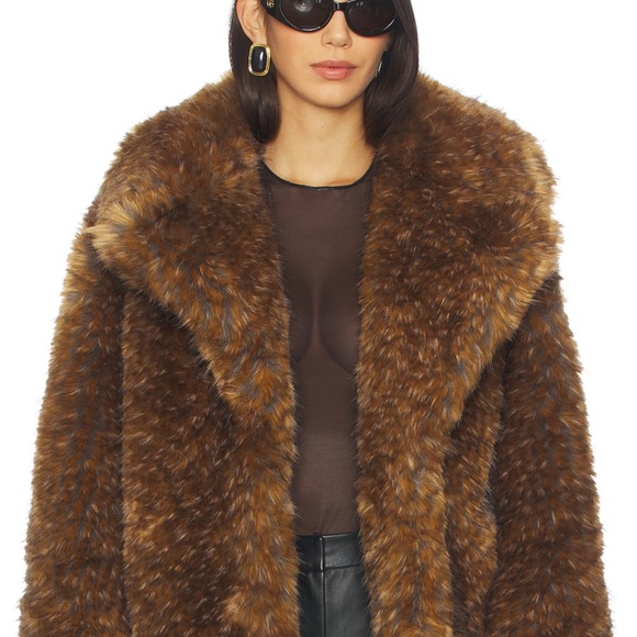 Simon Miller Rich Brown Faux Fur Jacket - Picture 4 of 6